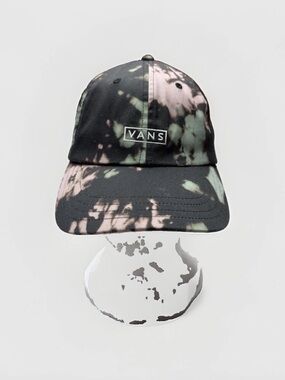 Vans Off The Wall Bleach Tie Dye Strapback Hat Adjustable Baseball Cap Black